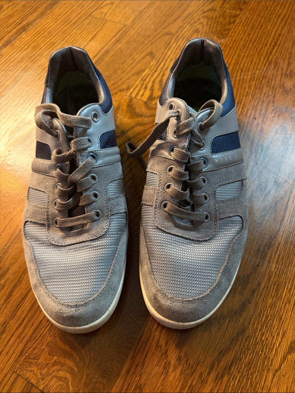 Hugo Boss Men’s Gray and Navy Lace-Up Sneakers